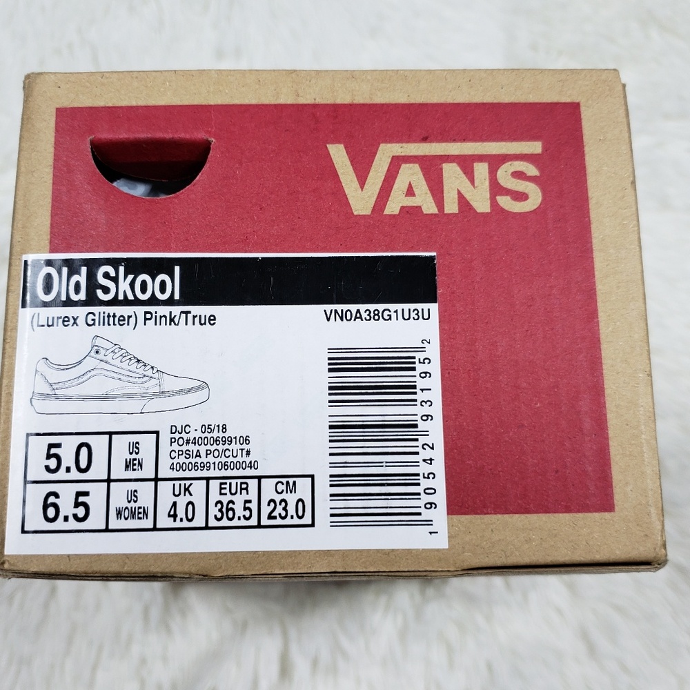 Van's Old Skool Pink Lurex Glitter Shoes Unisex - Picture 7 of 8